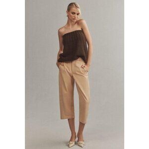 Maeve Curved Cropped Chino Pants Beige 20W
